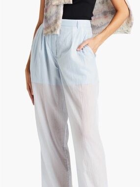 MCQ Alexander McQueen Blue Silk Blend Wide Leg Pants NWT Size S